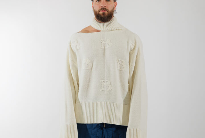 AREV monogram knit wool baron studio